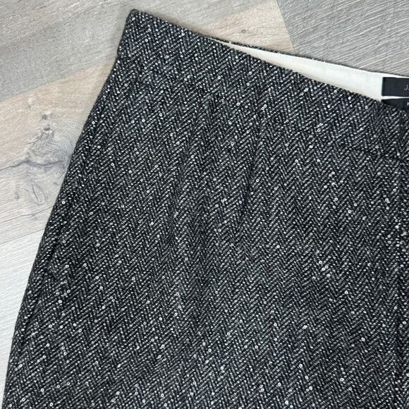 J.Crew Martie Herringbone Tweed Wool Sequin Crop Pants Trousers Black 10 - Picture 6 of 15